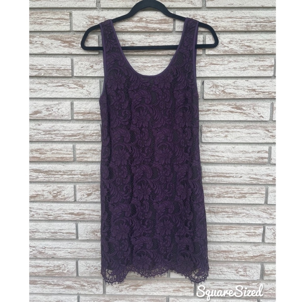 WILFRED Aritzia Lace Purple Sleeveless Scoop Neck Knee Length Dress S